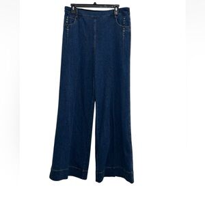 Lysse Simone Hi Waisted Studded Wide Leg Pull On Jeans Pants Women's Size Large